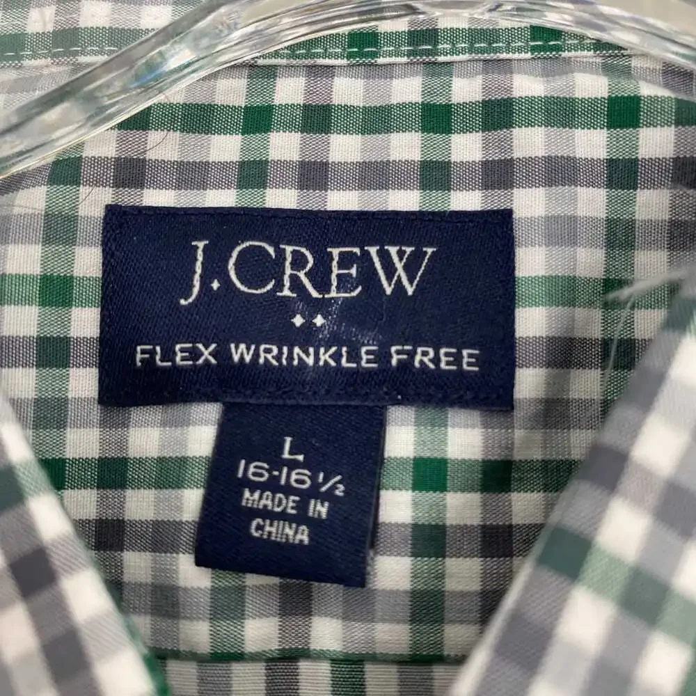 J. Crew Green Plaid Cotton Blend Button-Down | Men’s Size L